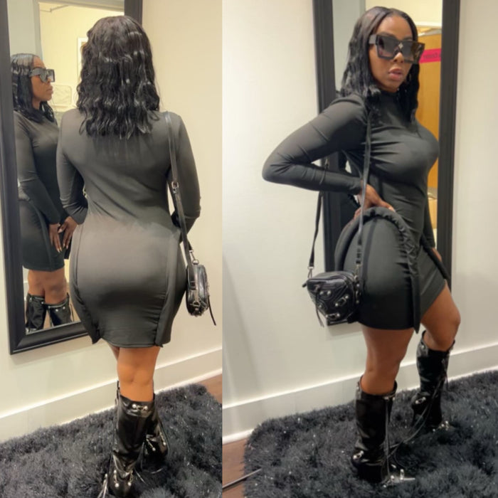 Pinstripe Black Dress