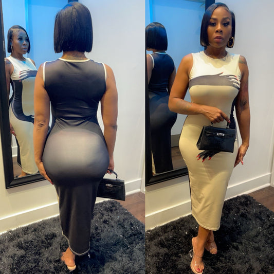 Fingertip Two-Tone Dress