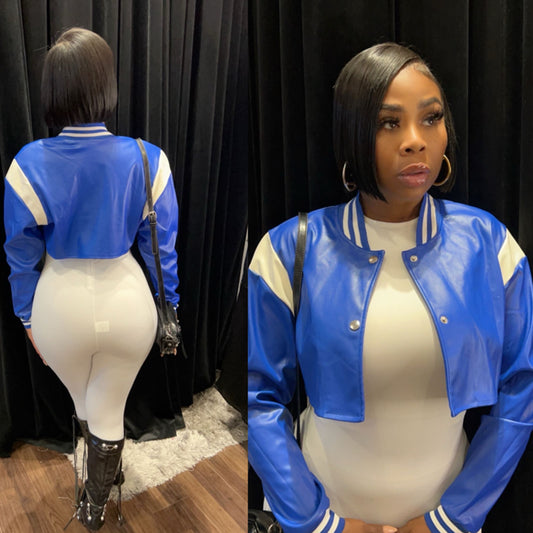 Lesha Royal Blue Crop Jacket