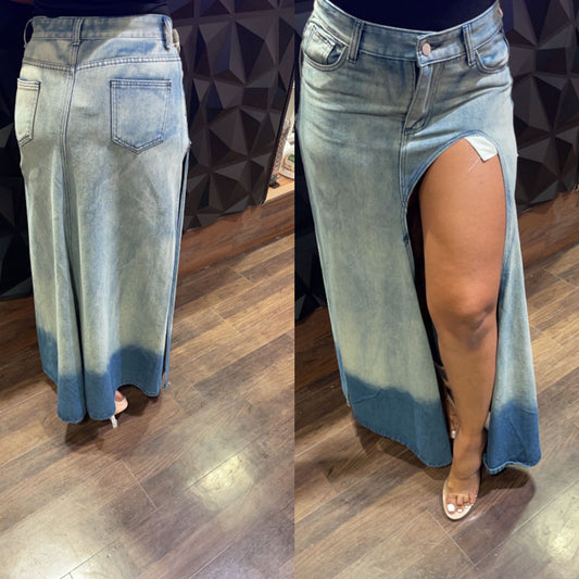 Rebecca Two/Tone Denim Skirt